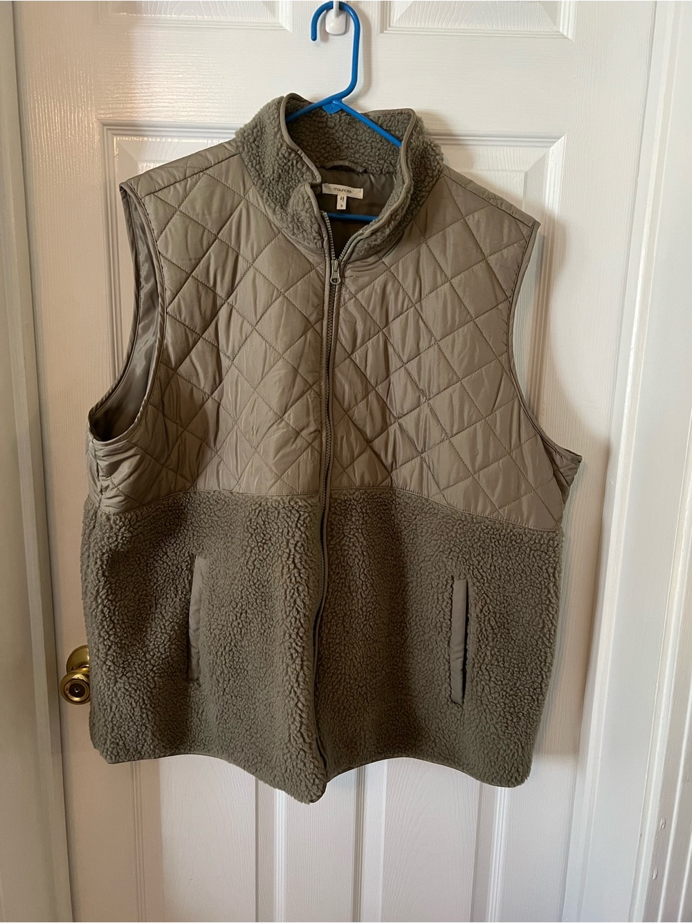 Maurices Quilted & Sherpa Vest in Olive
